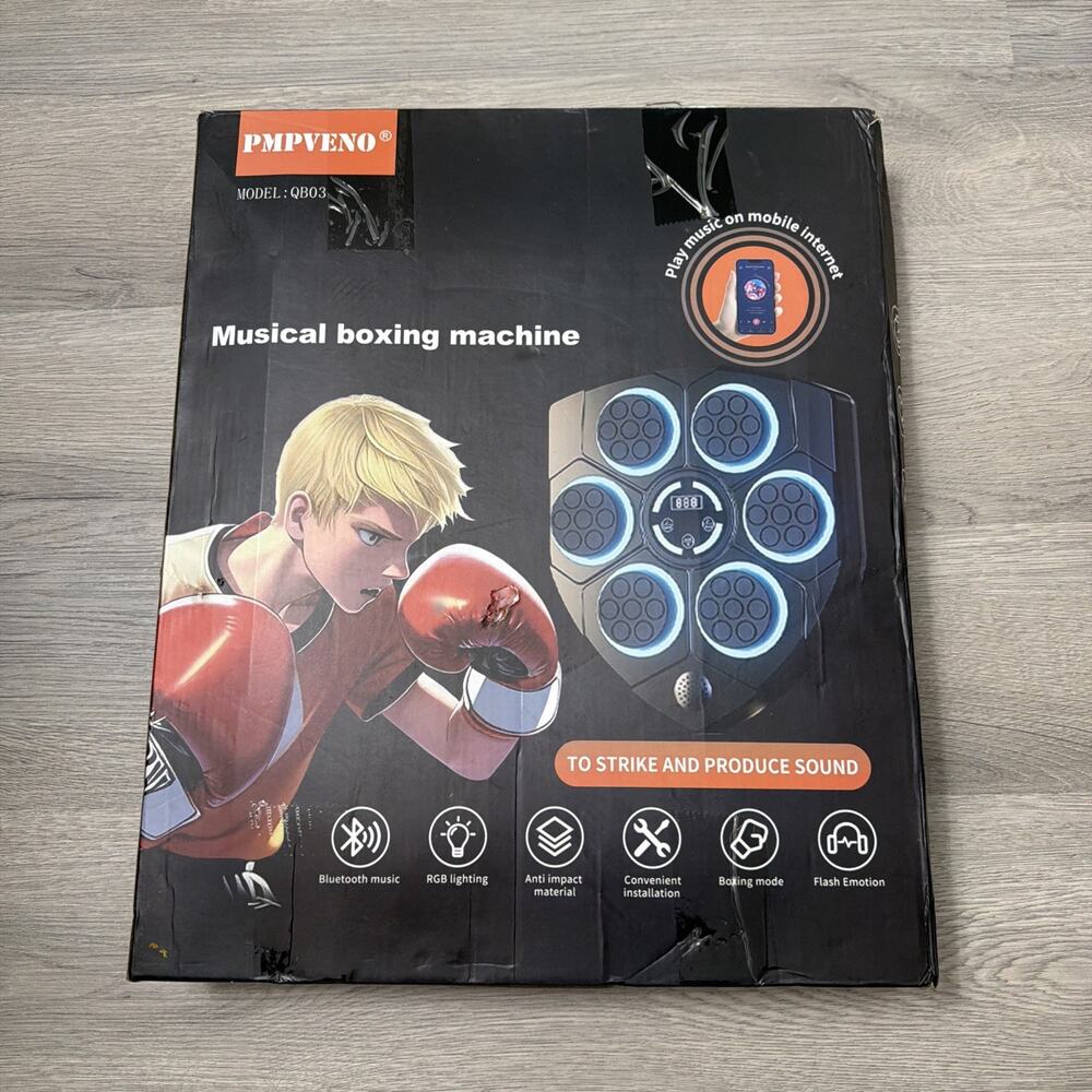 Pmpveno Bluetooth Music Boxing Machine with Boxing Gloves CN6 RGB Lighting